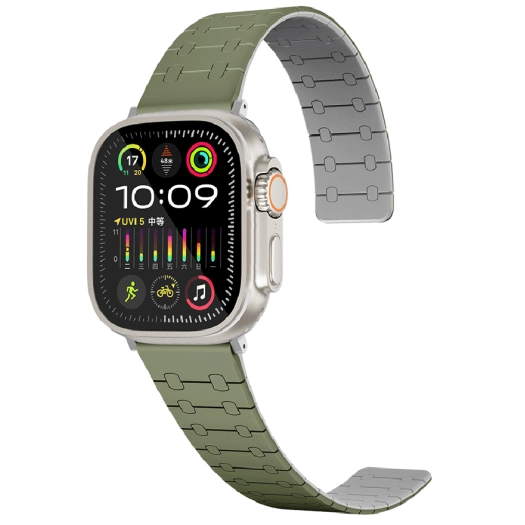 Apple Watch 38mm Kordon Çizgili Desenli Silikon KRD-111 Kordon - Yeşil