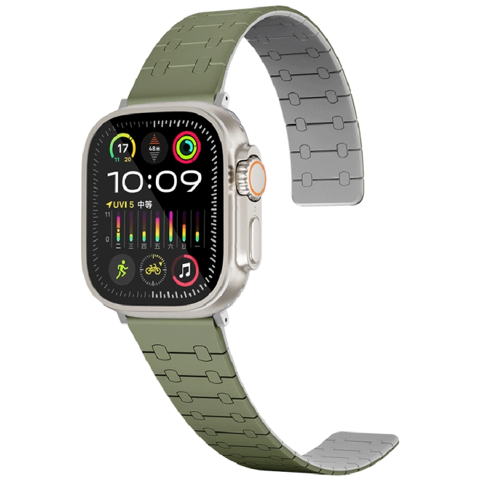 Apple Watch 38mm Kordon Çizgili Desenli Silikon KRD-111 Kordon - Yeşil