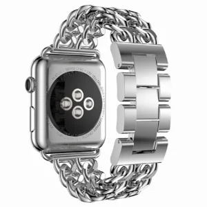 Apple Watch 38mm Kordon Cowboy Zincir Halkalı Metal Strap Kayış - Gümüş