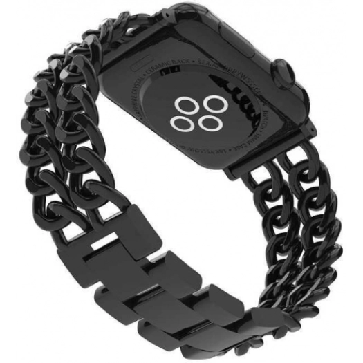 Apple Watch 38mm Kordon Cowboy Zincir Halkalı Metal Strap Kayış - Siyah