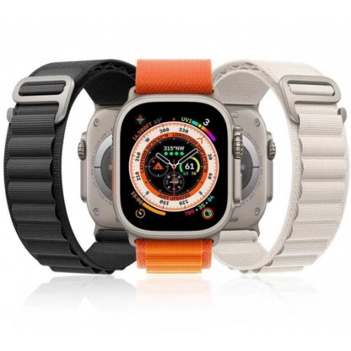 Apple Watch 38mm Kordon Hasır Metal Toka Dizaynlı KRD-74 - Siyah