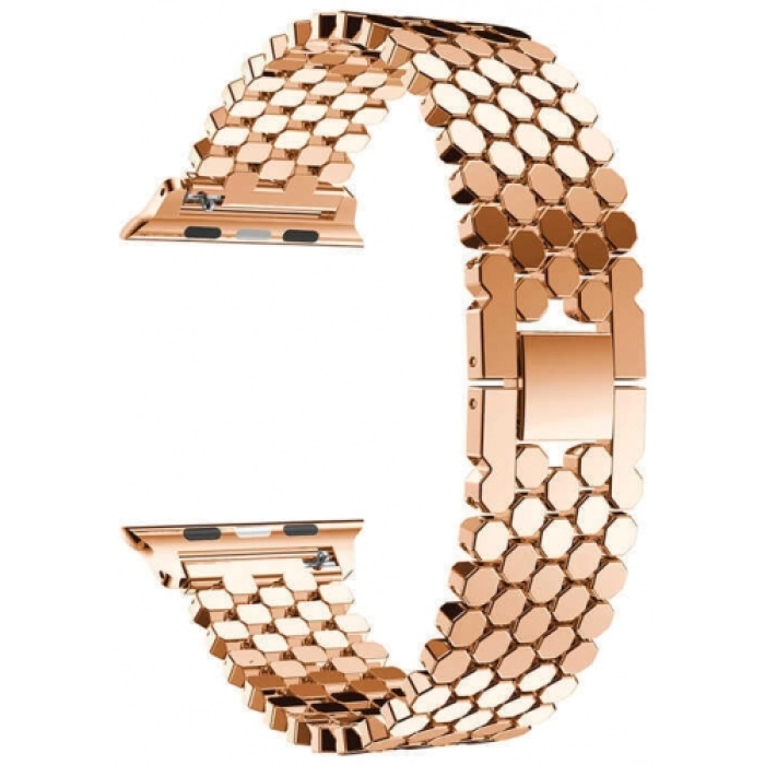 Apple Watch 38mm Kordon KRD-30 Metal Strap Kayış Bal Beteği Dizayn - Rose Gold
