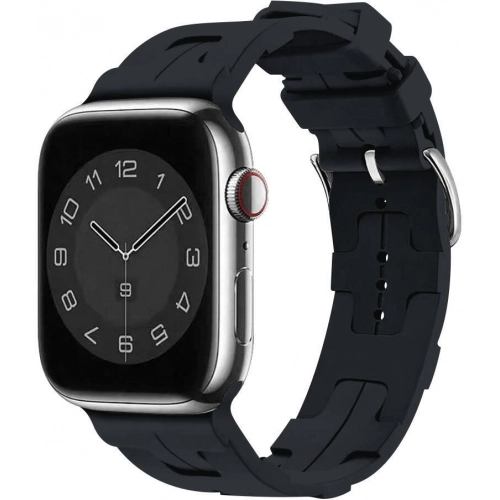 Apple Watch 38mm Kordon Metal Toka Tasarımlı KRD-92 Silikon Kordon - Midnight
