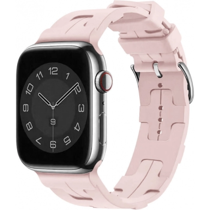 Apple Watch 38mm Kordon Metal Toka Tasarımlı KRD-92 Silikon Kordon - Pembe Açık