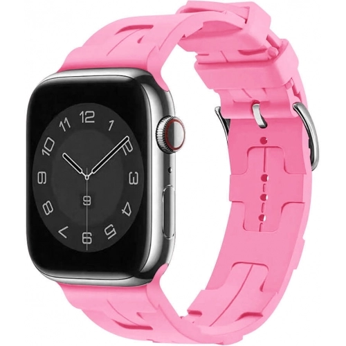 Apple Watch 38mm Kordon Metal Toka Tasarımlı KRD-92 Silikon Kordon - Pembe