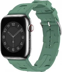 Apple Watch 38mm Kordon Metal Toka Tasarımlı KRD-92 Silikon Kordon - Petrol Yeşil