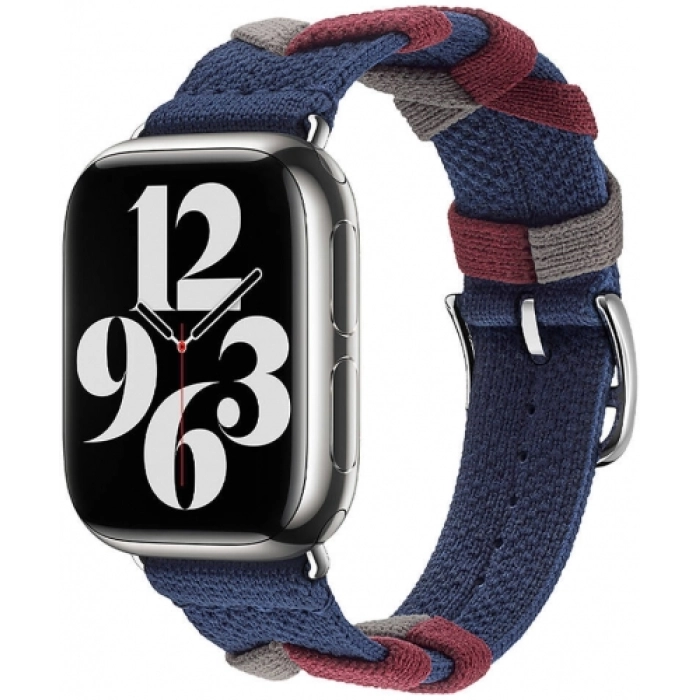 Apple Watch 38mm Kordon Renkli Sarmal Örgü Tasarımlı KRD-97  - Lacivert