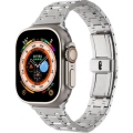 Apple Watch 38mm Kordon Şerit Tasarımlı Otomatik Klipsli Çelik KRD-83 - Gold