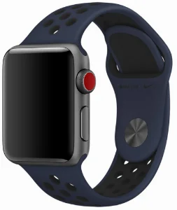 Apple Watch 38mm Kordon Spor Silikon Delikli KRD-02 - Lacivert