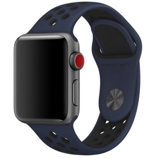 Apple Watch 38mm Kordon Spor Silikon Delikli KRD-02 - Lacivert
