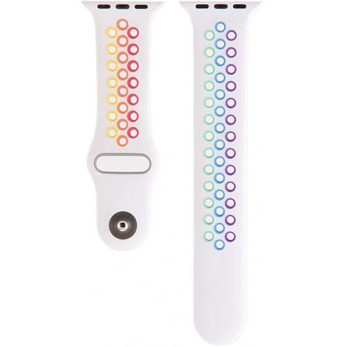 Apple Watch 38mm Kordon Spor Silikon Delikli KRD-02 - Pride Beyaz