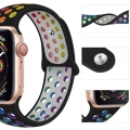 Apple Watch 38mm Kordon Spor Silikon Delikli KRD-02 - Pride Siyah