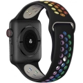 Apple Watch 38mm Kordon Spor Silikon Delikli KRD-02 - Pride Siyah