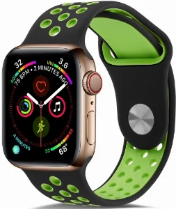 Apple Watch 38mm Kordon Spor Silikon Delikli KRD-02 - Yeşil