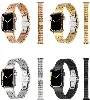 Apple Watch 38mm Kordon Zigzag Tasarımlı Düğme Klipsli Çelik KRD-86 - Gold