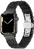 Apple Watch 38mm Kordon Zigzag Tasarımlı Düğme Klipsli Çelik KRD-86 - Siyah