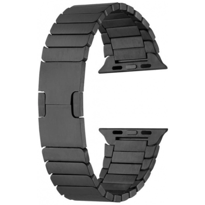 Apple Watch 38mm Metal Kordon Çizgi Tasarım Şık Ve Dayanıklı KRD-82 - Siyah