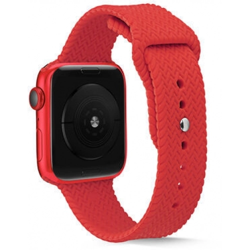 Apple Watch 38mm Silikon Kordon Hasır Örgü Dizayn - Gri