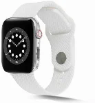 Apple Watch 38mm Silikon Kordon Hasır Örgü Dizayn KRD-37 - Beyaz