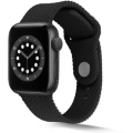 Apple Watch 38mm Silikon Kordon Hasır Örgü Dizayn - Siyah