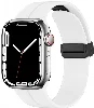 Apple Watch 38mm Silikon Kordon Zore KRD-84 Soft Pürüzsüz Metal Toka - Beyaz