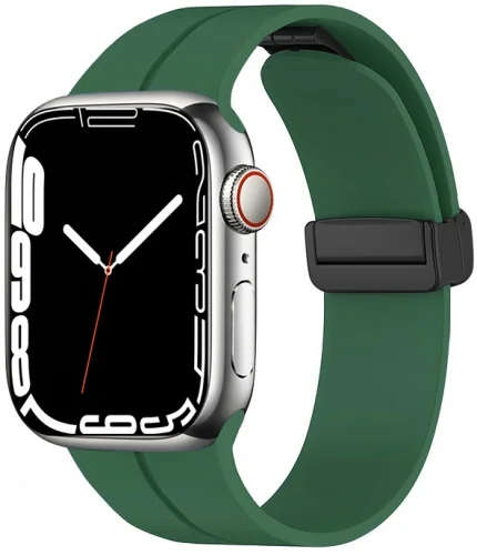 Apple Watch 38mm Silikon Kordon Zore KRD-84 Soft Pürüzsüz Metal Toka - Koyu Yeşil