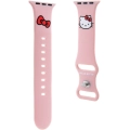Apple Watch 40mm Hello Kitty Orjinal Lisanslı Yazı Logolu Fiyonk & Kitty Head Silikon Kordon - Kırmızı