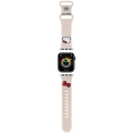 Apple Watch 40mm Hello Kitty Orjinal Lisanslı Yazı Logolu Fiyonk & Kitty Head Silikon Kordon - Krem