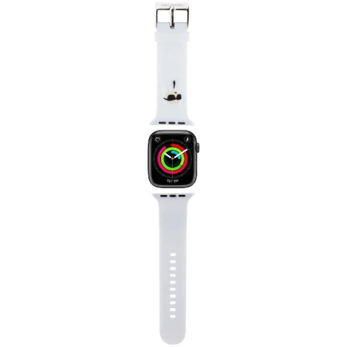Apple Watch 40mm Karl Lagerfeld Orjinal Lisanslı İkonik Karl Head Logolu Silikon Kordon - Beyaz
