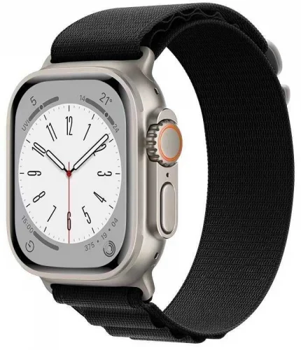 Apple Watch 40mm Kordon Hasır Metal Toka Dizaynlı KRD-74 - Siyah