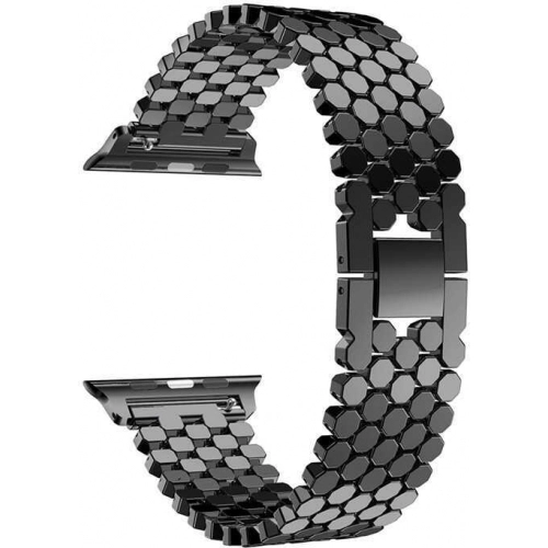 Apple Watch 40mm Kordon KRD-30 Metal Strap Kayış Bal Beteği Dizayn - Siyah