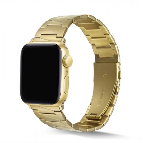 Apple Watch 40mm Kordon KRD-48 Metal Strap Kayış Üçgen Parçalı - Gold