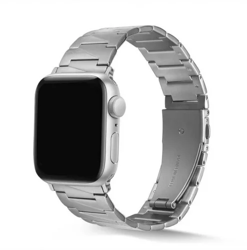 Apple Watch 40mm Kordon KRD-48 Metal Strap Kayış Üçgen Parçalı - Gümüş