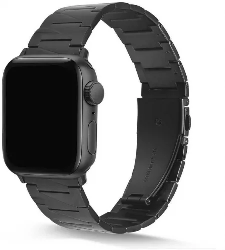 Apple Watch 40mm Kordon KRD-48 Metal Strap Kayış Üçgen Parçalı - Siyah