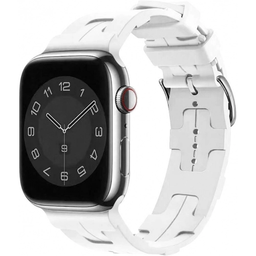 Apple Watch 40mm Kordon Metal Toka Tasarımlı KRD-92 Silikon Kordon - Beyaz
