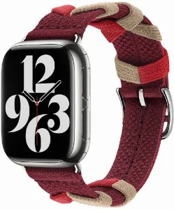 Apple Watch 40mm Kordon Renkli Sarmal Örgü Tasarımlı KRD-97  - Kırmızı