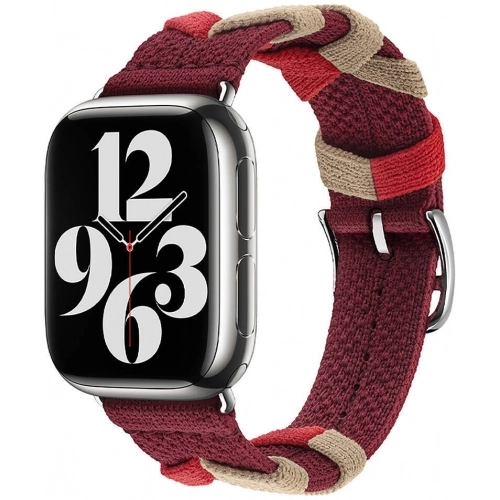 Apple Watch 40mm Kordon Renkli Sarmal Örgü Tasarımlı KRD-97  - Kırmızı