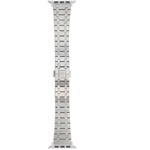 Apple Watch 40mm Kordon Şerit Tasarımlı Otomatik Klipsli Çelik KRD-83 - Siyah