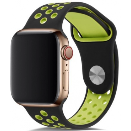 Apple Watch 40mm Kordon Spor Silikon Delikli KRD-02 - Koyu Yeşil