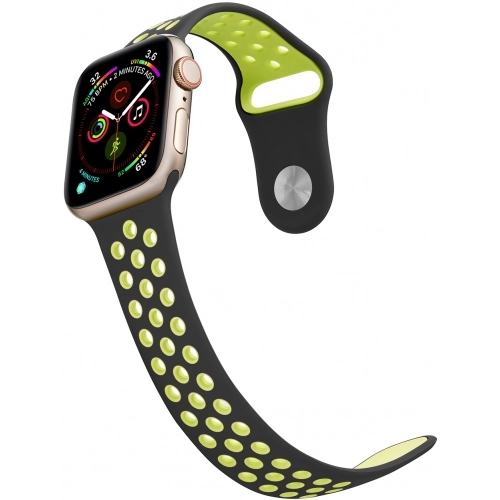 Apple Watch 40mm Kordon Spor Silikon Delikli KRD-02 - Koyu Yeşil
