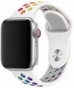Apple Watch 40mm Kordon Spor Silikon Delikli KRD-02 - Pride Beyaz