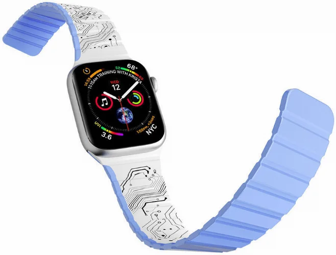 Apple Watch 40mm Kordon Youngkit Technological Magnetik Tak Çıkar Silikon Strap Kayış - Beyaz