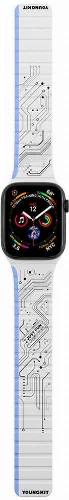 Apple Watch 40mm Kordon Youngkit Technological Magnetik Tak Çıkar Silikon Strap Kayış - Beyaz