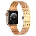 Apple Watch 40mm Kordon Zigzag Tasarımlı Düğme Klipsli Çelik KRD-86 - Siyah