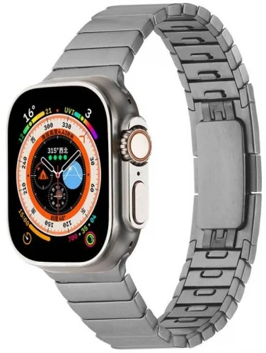 Apple Watch 40mm Metal Kordon Çizgi Tasarım Şık Ve Dayanıklı KRD-82 - Gold