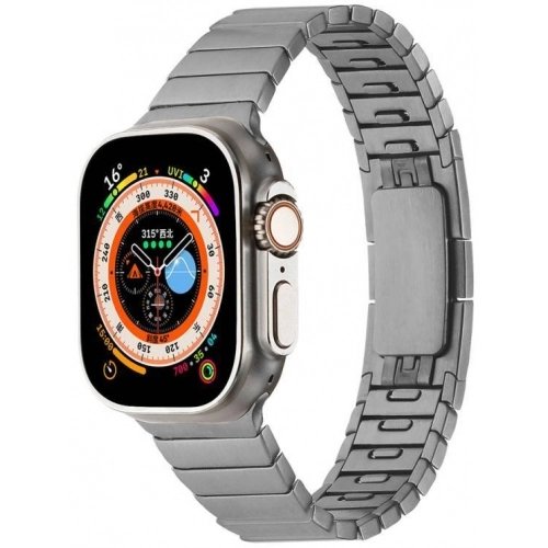 Apple Watch 40mm Metal Kordon Çizgi Tasarım Şık Ve Dayanıklı KRD-82 - Siyah