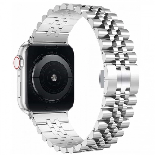 Apple Watch 40mm Metal Parlak Kordon Klipsli KRD-36 - Gümüş