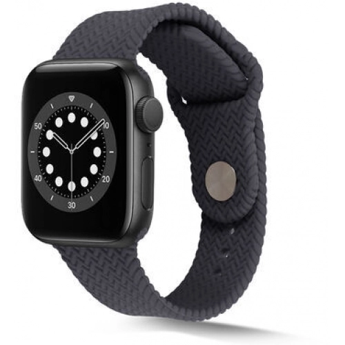Apple Watch 40mm Silikon Kordon Hasır Örgü Dizayn - Gri