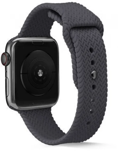 Apple Watch 40mm Silikon Kordon Hasır Örgü Dizayn - Koyu Yeşil