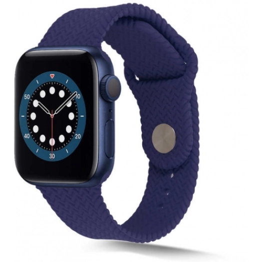 Apple Watch 40mm Silikon Kordon Hasır Örgü Dizayn KRD-37 - Lacivert